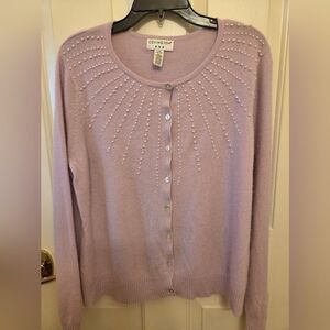 Covington Light Purple Pearl Detail Cardigan